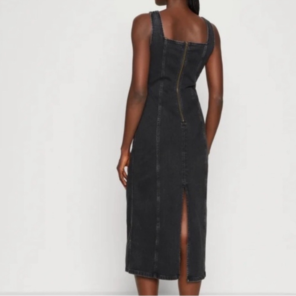 NWOT Abercrombie & Fitch Charcoal Denim Midi Dress Size M petite ~$110 - Picture 2 of 4